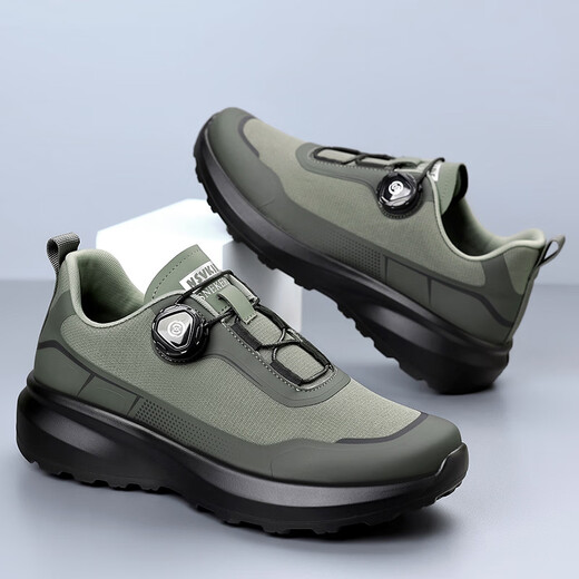 Shukaren Herrenschuhe 2025 Frühling Dicker Sohle rotierender Knopf Sport trendige Schuhe für Herrenbergsteiger Daddy Schuhe Winter plus Samt Outdoor Weiche Sohle L3527 Schwarz plus Samt 38 Lederschuhe Größe