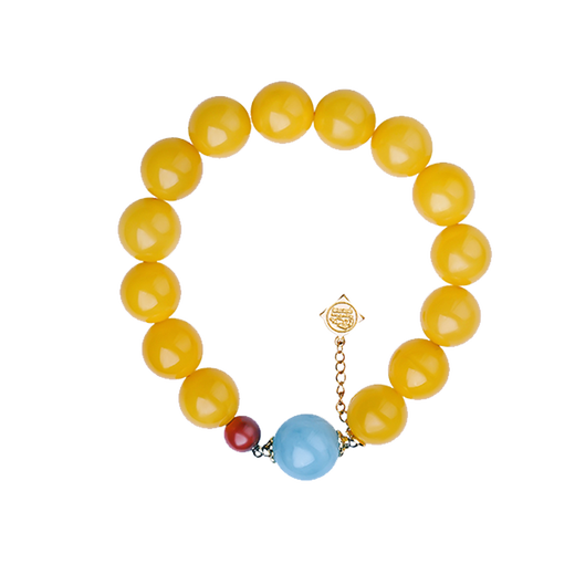 Potala Palace Beeswax Bracelet for Men and Women Aquamarine Transfer Bead Tray Play Amber Sea Pattern Stone Bead Bracelet Birthday Gift