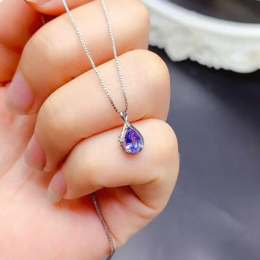 Canxian new drop-shaped gemstone necklace for women 925 silver gold-plated inlaid with natural tanzanite diopside citrine pendant citrine