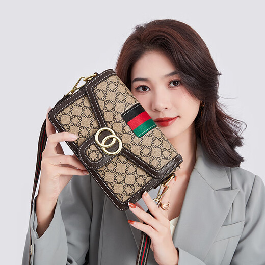 Pesasrie Marke Light Luxury Bag Damen Umhängetasche Luxus Ladies 'Crossbody Bag Vielseitige gedruckte Tasche Valentinstag Geschenk Kaffeefarbe [National Ten Lagelhäuser/Die Lieferung des nächsten Tages] Luxus Geschenkboxverpackung