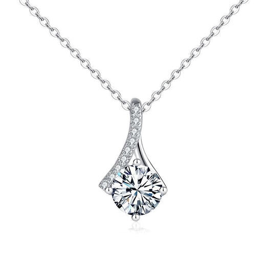 Pt950 platinum herringbone necklace for women 1 carat diamond fashion clavicle accessories moissanite pendant jewelry gift light luxury women's heart 1 carat pendant + O chain