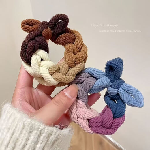 Thick headband, rubber band, braided bow, headband, ponytail, high-elastic hair band, ball hair accessories, widened and durable, 1 piece shipped in random colors