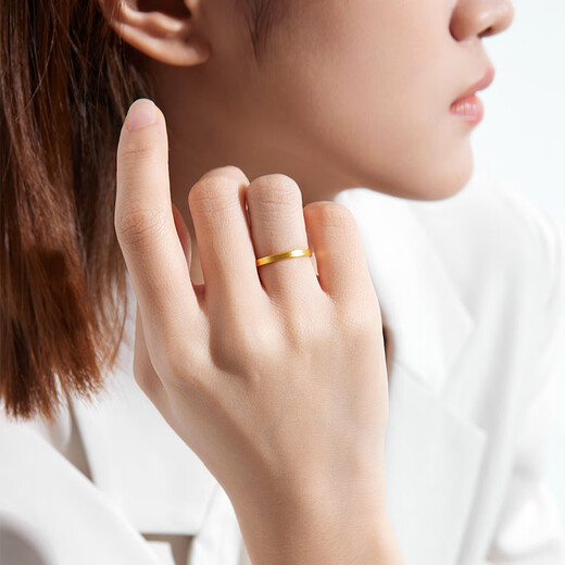 Century Yuan gold ancient method direct face ring birthday gift ring mouth 15 gold weight about 1.54g