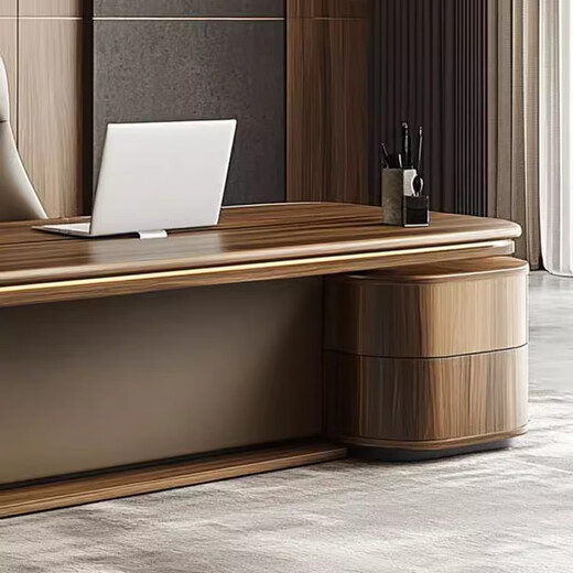 Ningqiu Luoge (NICHLORT) new Chinese style solid wood boss desk simple modern paint desk chairman's office black walnut executive desk 2.6 meters boss desk ash wood