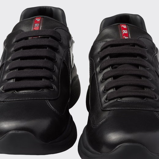 PRADA/Prada Gift Men's Prada Americas Cup Nappa Sheep Leather Sneakers Black 39 (5)