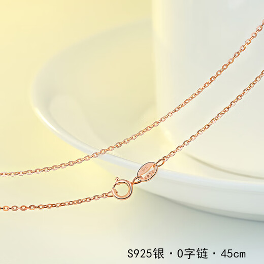 Jingkodi Gold Halskette für Frauen 925 Roségold plattiert Platted Schlichtkette 18k Gold Nackte Kette ohne Anhänger Schlüsselbein Kette Dünne Accessoires Kette O-Line Roségold 45cm-l671