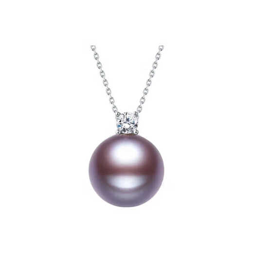 Pop Freshwater Purple Pendant Round Strong Light 18K Gold Princess Clavicle Chain Temperament Women's Versatile Necklace Purple Round Beads + S925 Silver Princess Head + S925 Silver Chain 12-13mm45cm