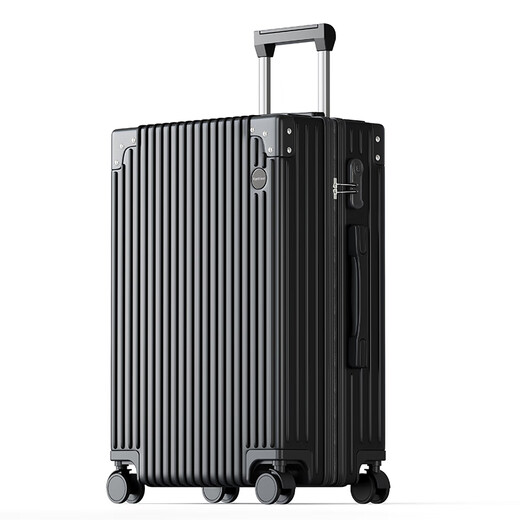 Fandia 28-inch suitcase multi-functional luggage trolley case student large-capacity travel password case leather suitcase cup holder black