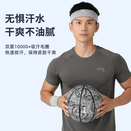 安踏（ANTA）运动发带 跑步羽毛球防滑透气吸汗头带男女普拉提束发带头巾 黑色