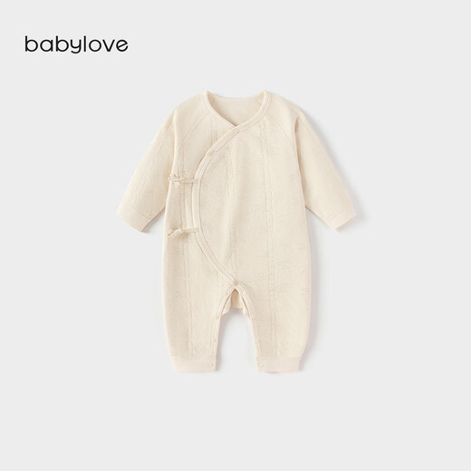 Babylove newborn jumpsuit spring and autumn newborn baby romper jacquard cotton infant home pajamas milk white 52cm