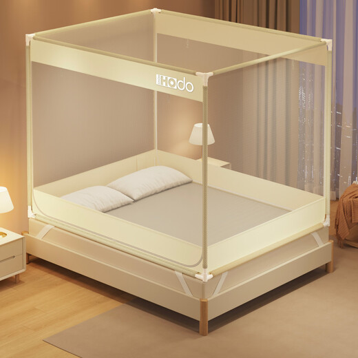 HOdoHome Textile (HOdoHome) anti-fall mosquito net frame 1.8x2m household summer mosquito net installation-free baby reinforced thickened mosquito net frame 1.5x2m HOdo-yellow thickened and bolder more anti-fall 180x200cm easy installation bracket