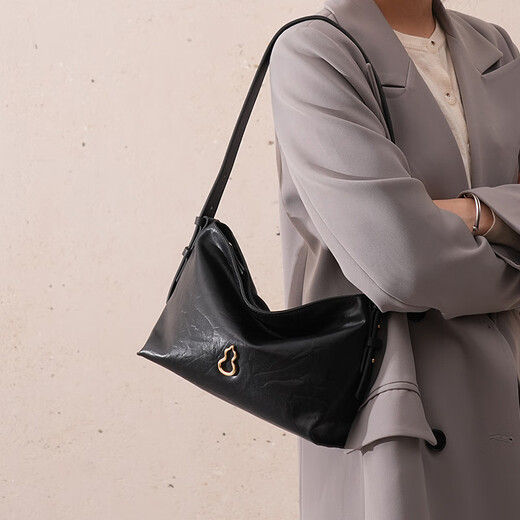 Banpo Decoration Family (bampo) new bag small first-layer cowhide hand-scratch pattern small bag fashionable high-end women's bag shoulder crossbody bag gift ink black