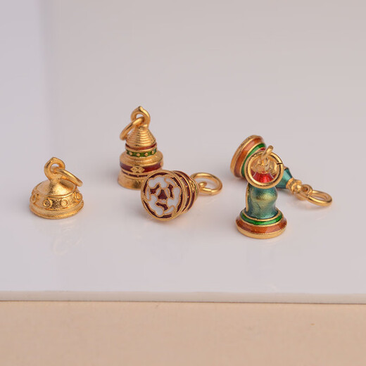 Chihuan Gold 999 pure gold 18k gold enamel accessories dripping oil Bodhi Pagoda pendant seal pendant bracelet C6