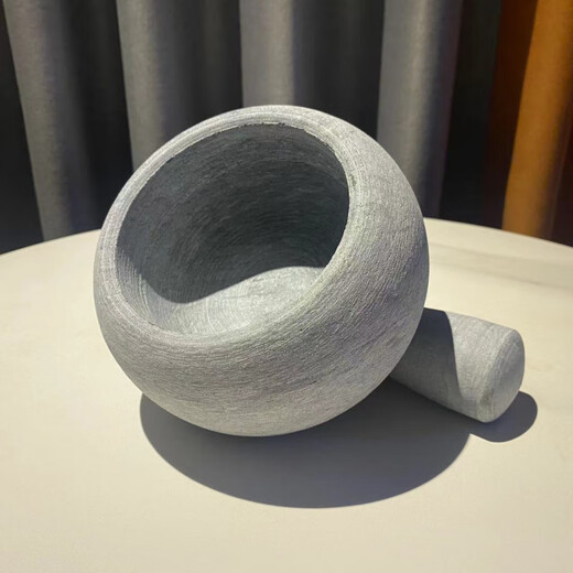 FANCYCHIC household stone mortar, garlic mortar, medicine mortar, natural bluestone garlic masher, garlic press, garlic jar, supplementary food, grinding stone, nest, main picture