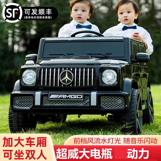 小果冻儿童电动车四轮汽车宝宝玩具车可坐大人男女孩可遥控大g越野童车 骑士黑：双驱遥控+12V大电瓶