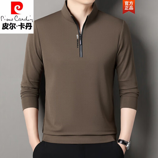 Pierre Cardin Herren-Stand-up-Kragen Sweatshirt für Frühling und Herbst 2025 NEUER LANGELEEVED T-SHIRT VERSATLE T-SHIRT STUFE POLO TOP Grey 9921 L 175/88A