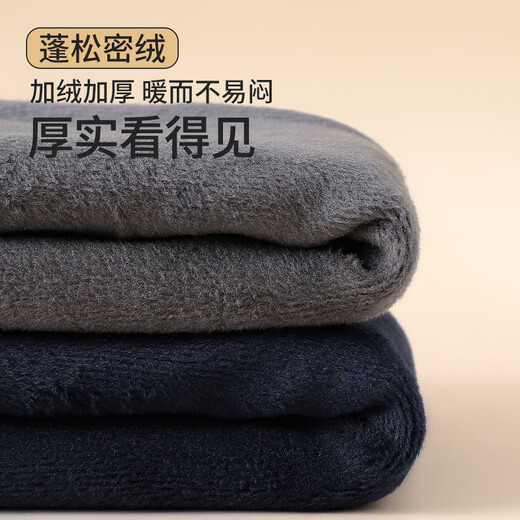 Langsha thermal underwear men's thickened and velvet middle-aged and elderly autumn and winter autumn clothes and long pants warm suit men's black XXL