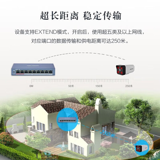 海康威视（HIKVISION）POE监控交换机 5口6口8口24口百兆交换机器家用办公企业传输监控器设备网络分流器网线集线分线器 【9口百兆低功率版】DS-3E0109SP-E