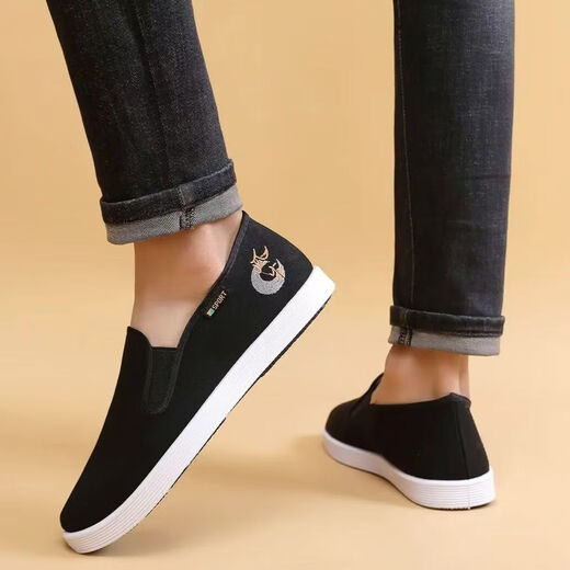 【风生水起】老北京布鞋男夏一脚蹬休闲鞋男士舒适透气软底工作鞋 黑色-风生水起 41