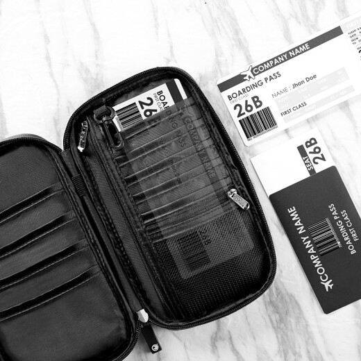 P.travel DuPont paper passport bag multi-functional RFID anti-theft travel document storage bag ticket passport holder wallet card bag waterproof black