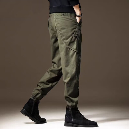 Romon Modemarke Harun Casual Hosen für Männer im Sommer dünne lockere Bindfuß-Designhosen für Männer in Männern Persönlichkeit gutaussehende Arbeitshose für Männer 2505 Schwarzer regulärer L [geeignet für 130-150jin [Jin gleich 0,5 kg]]