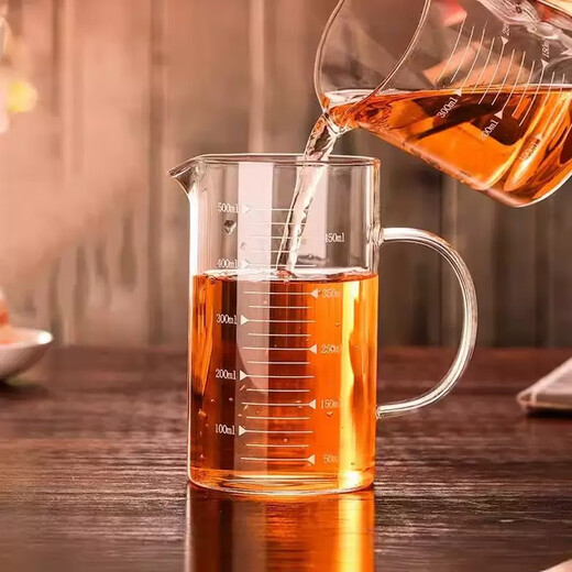 Heat-resistant glass measuring cup household scaled baking breakfast cup high borosilicate high temperature resistant microwave electric ceramic stove hot milk cup measuring cup 1000ml+bamboo lid