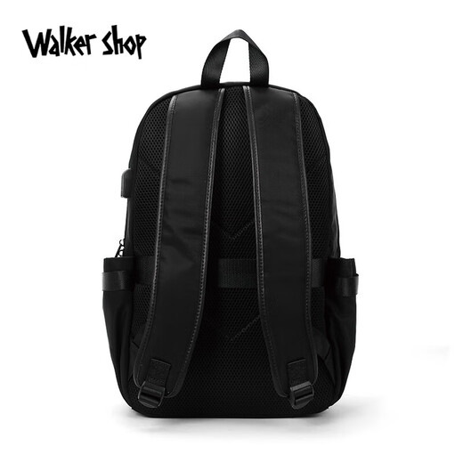 Walker Shop [Brand Selection] Men's Backpack Simple Large Capacity Computer Bag Backpack Men's Backpack Waterproof Travel Bag Black