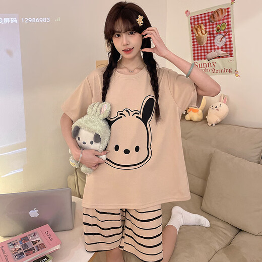 Pajamas Girls Algodón puro Manga corta 2025 Summer NUEVO AL MEDIO Y LAS NIÑOS GRANDES PARA JUNIER SIGULAR Madre e hija Pajamas T-826# Yugui Dog One Size 10 Tamaño (sugerido High 103-113)