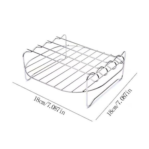 FANCYCHIC 96% rate air fryer steam rack grill special oven household barbecue accessories double-layer barbecue can be baked universal barbecue rack special for air fryer easy barbecue stainless steel 4 free barbecue sticks