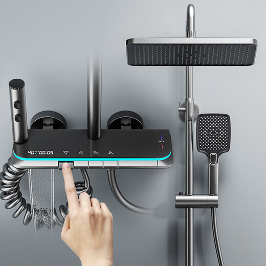 Jomow Smart Shower Set complet Ensemble complet de corps en cuivre Affichage numérique Température constante avec des touches de piano à la maison Ambie Ambie