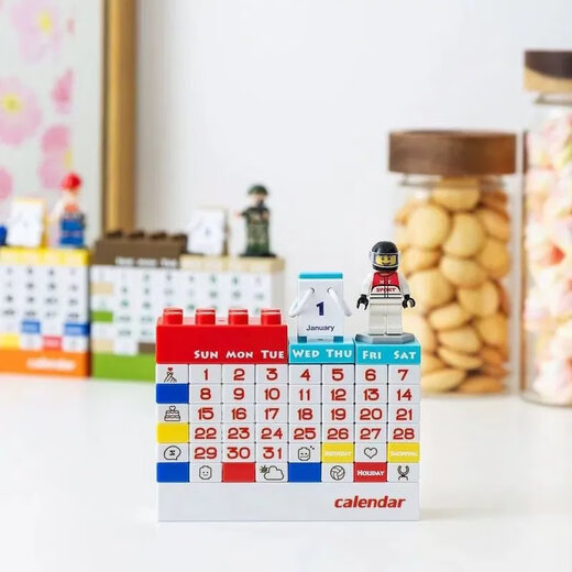 [Schulsaison] DIY -Cartoon -Bausteine ​​Perpetual Kalender Kalender kreativer Kinder für Erwachsene Spielzeugkalender Kalender Geschenk Rennfahrer Kalender Bausteine