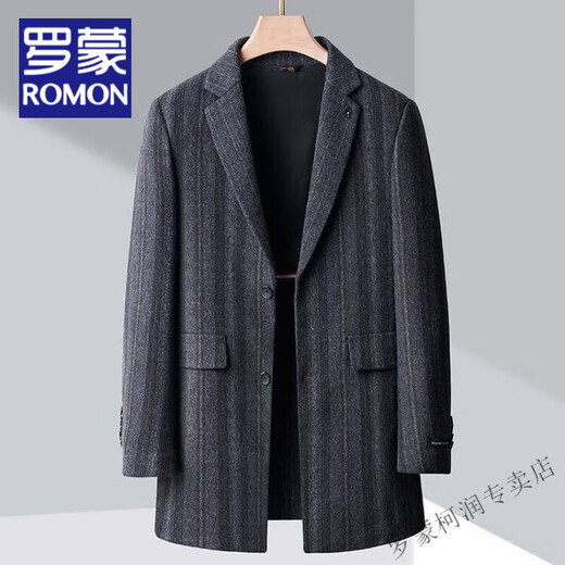 罗蒙（ROMON）双面羊毛绒大衣男中年商务休闲翻领男士加厚羊毛呢子外套爸爸装 93316咖色(53%羊毛) XL