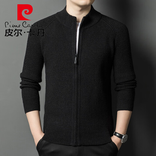Pierre Cardin Cardigan Herren- und Winter-Reißverschluss-Standkragenpullover mittleren und jungen lässigen, gelegentlichen Striped Herren-Strickjacke gestrickt Camels 165/80A
