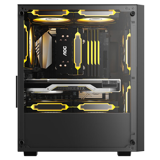 AOC机箱CG251黑色台式电脑游戏办公防尘静音主机箱侧透玻璃支持matx itx主板/7风扇位/磁吸防尘网快拆 CG251B黑色【支持matx itx主板】