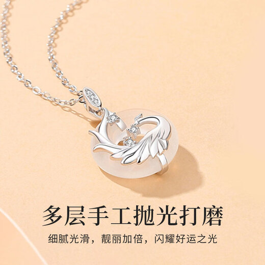 China Gold S925 Silver Phoenix Peace Buckle Necklace Women's 2025 New Clavicle Chain Pendant Practical Birthday Gift for Girlfriend Romantic Rose Gift Box *Shipping from Yakura* Same Day/Next Day Delivery