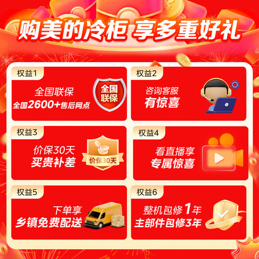 Midea 318-liter display cabinet refrigerated fresh-keeping cabinet air-cooled vertical single-door beverage cabinet cake cabinet flower cabinet fruit convenience store refrigerator freezer SC-318GM (E) white