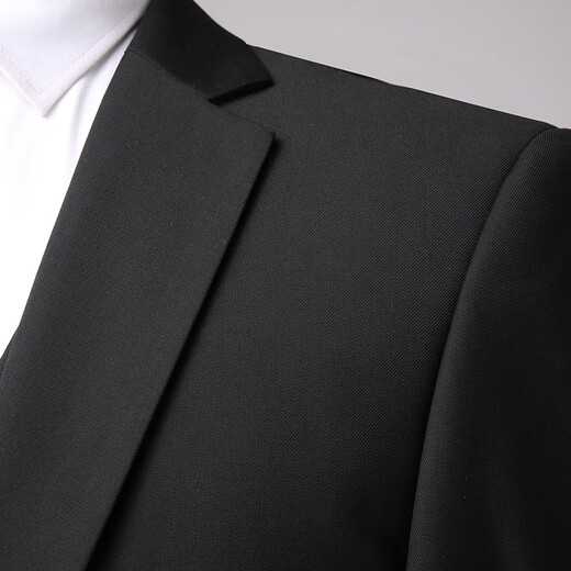Luo Meng suit suit men's business slim suit men's professional formal small suit groom's best man's wedding dress jacket black two buttons suit + trousers 3XL (190) (suitable for 170-180 Jin Jin equals 0.5 kg)