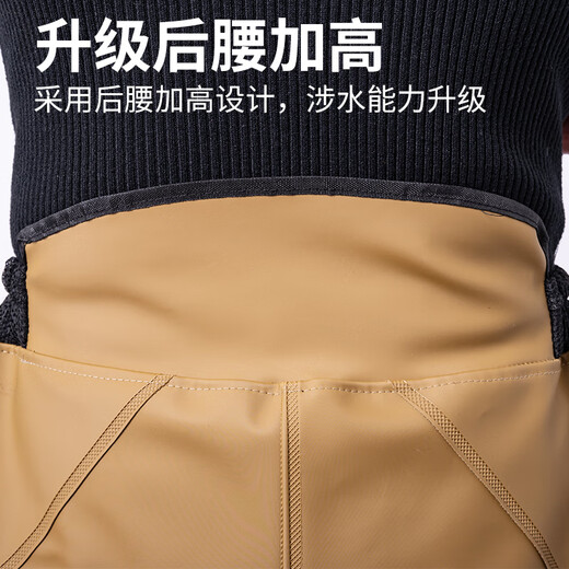 Yudaren thickened waist-length waders, half-length fishing rain pants, men's one-piece rain boots, waterproof clothes, water fork pants, wear-resistant, black, with waist protectors (knee protectors), 80 silk, L 42-43 shoe size