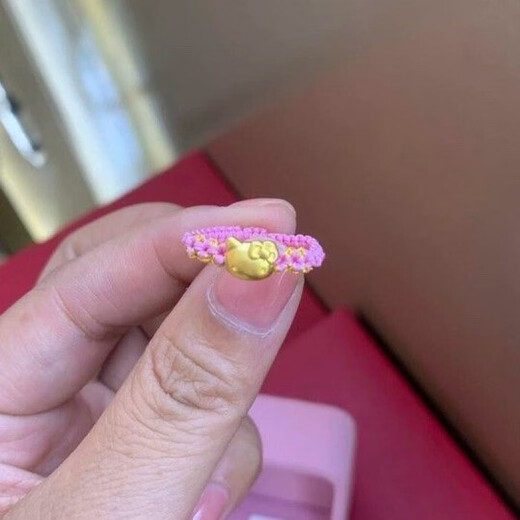 OKZ Gold Hello Kitty Hello Kitty pure gold 999KT cat ring woven gold-plated ring as a gift for your girlfriend Type A gold KT cat ring 0.56g