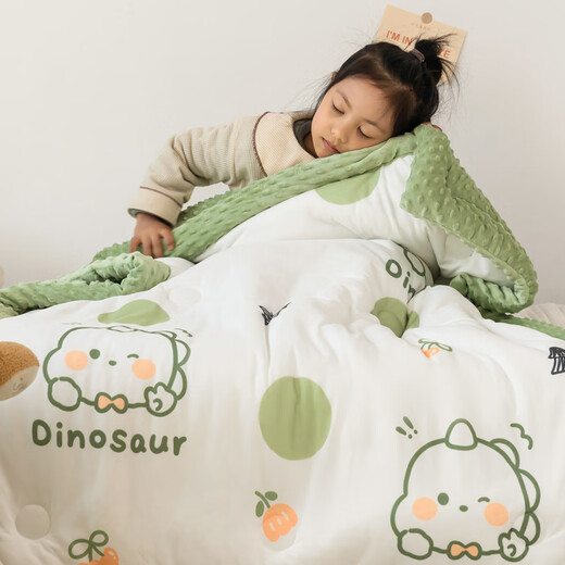 Antarctica Class A Milk Velvet Children's Beanie Quilt Winter Plus Velvet Thickening Warm Kindergarten Nap Baby Cover Winter Quilt Little Dinosaur Class A Standard Quick Heat Warmth 100x120cm 1.5Jin Jin equals 0.5kg Spring and Autumn Quilt