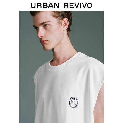 UR2025 Frühling Neue Männermodie Street Casual Kontrast Druck Loose Weste Umm450022 Buch Weiß L.