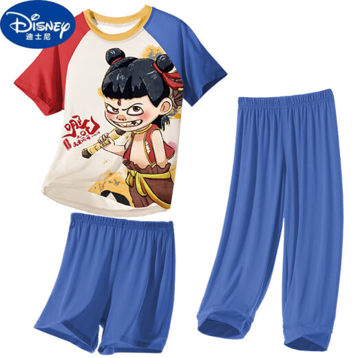 Disney Children's Pyjamas Little Boy Modal Dünner Sommerjunge mittel und große Kinder dreiteilige Heimkleidung Nezha Frühling und Sommer 1m-ST-12353 170 14 Größen (130-140) cm