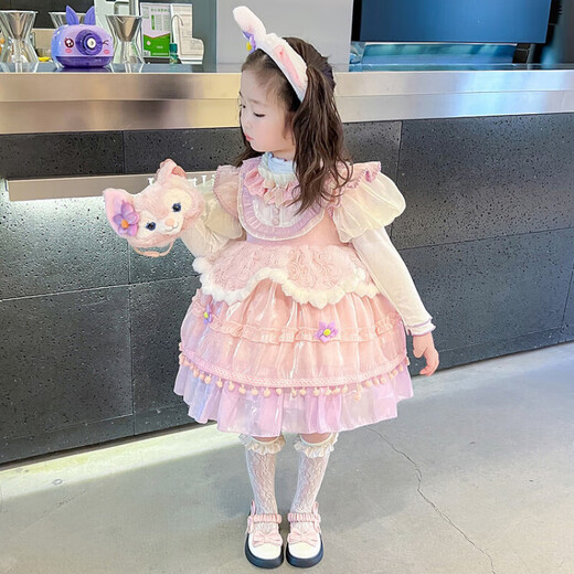 G.DUCKKIDS小黄鸭童装玲娜贝尔公主裙夏季女童连衣裙洋气洛丽塔宝宝生日裙子 6623春秋款 裙子+打底 100 尺码2~3岁【 90-100cm】