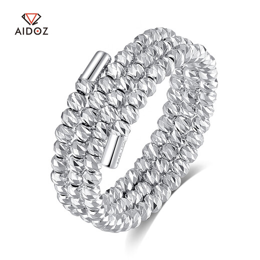 Aido diamond explosive platinum bouncy bead ring women's fashion platinum three-ring memory elastic ring new style net gold weight 2.6-2.8 grams (11-13# can be worn)