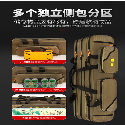 Simple jianyuenika fishing rod bag, lightweight multi-functional fishing backpack, large capacity waterproof rod bag, thickened and wear-resistant, wheel-free fishing gear bag, 80 cm two-layer (waterproof, thickened and wear-resistant fabric)