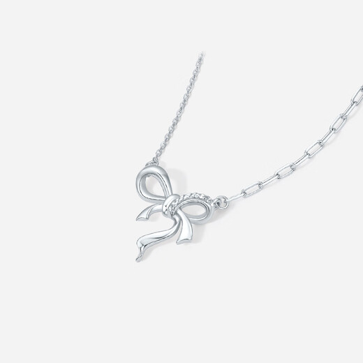 Saturday Fu PT950 platinum necklace for women platinum pendant bow birthday gift B0614839 40+5cm about 2.98g