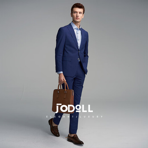 
JODOLL Jodon spring jacket men's suit business formal wear versatile blue wool vertical striped slim suit men royal blue 52 B