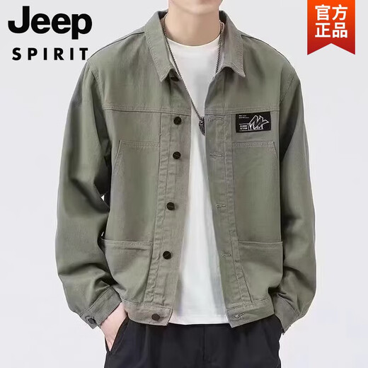JEEP SPIRIT外套男款春秋季2025新款衬衫翻领秋装男士工装夹克初秋褂子上衣服 【升级版】K12806黑色 3XL 【建议155-168斤】