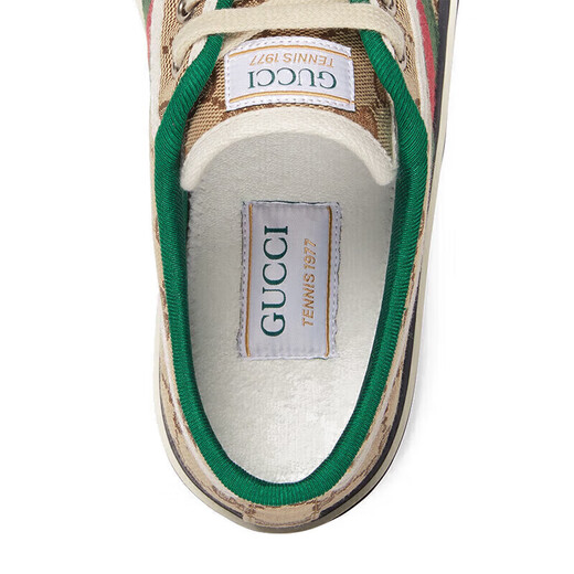 Zapatos para mujeres de Gucci (Gucci), logotipo retro de moda zapatos deportivos versátiles casuales de impresión, regalo de San Valentín chino, marrón 606110 HVK20 9766 35