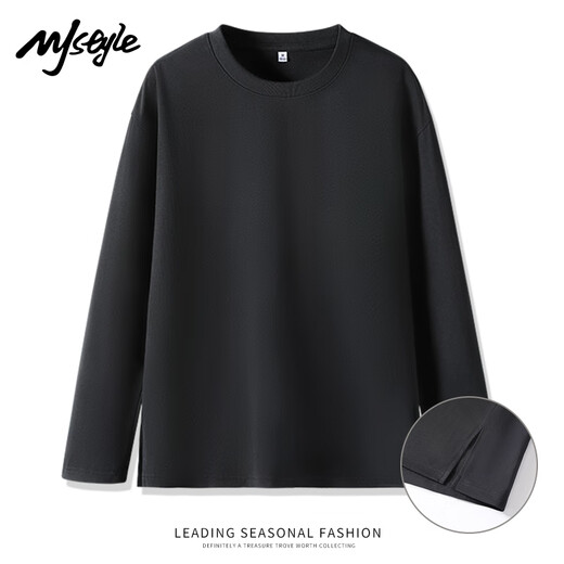 MJ STYLE long-sleeved slit T-shirt for women 2025 autumn new loose pullover solid color bottoming shirt sports style versatile top